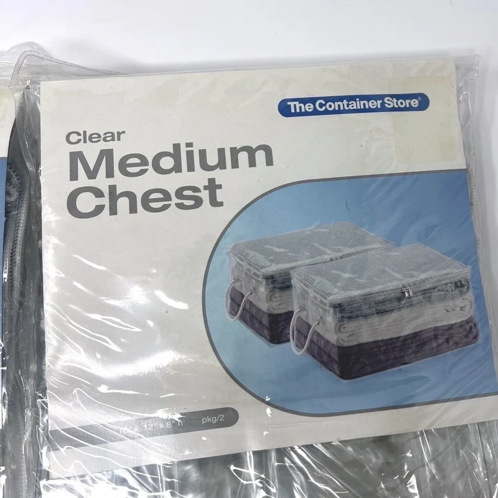 Lot Of 2 The Container Store Clear Medium Chest Storage Bags 16x12x8 NOS Sealed